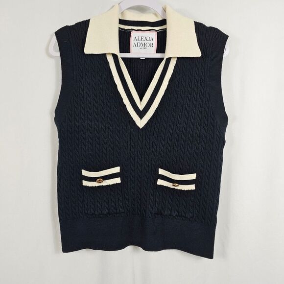 Alexia Admor Sweaters - Alexia Admor Michelle Vest in Navy - Size M